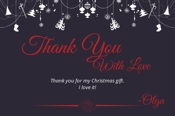 Free Christmas Gift Thank You Card Template.jpe