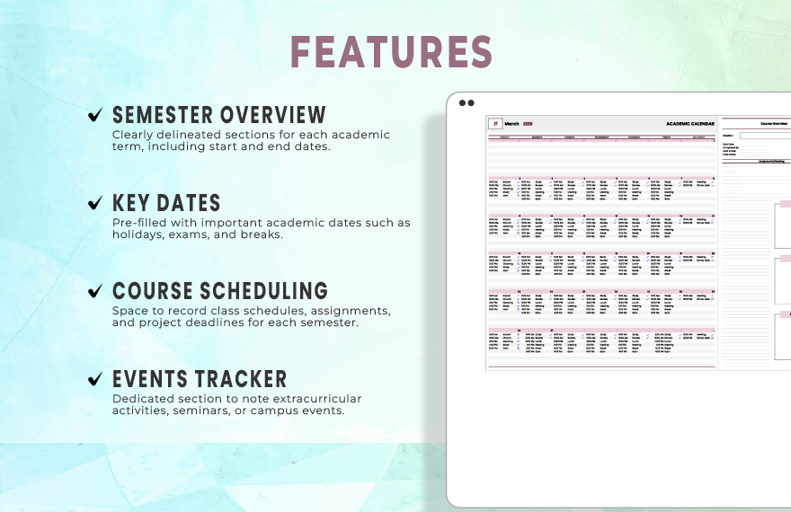 Academic Calendar Template