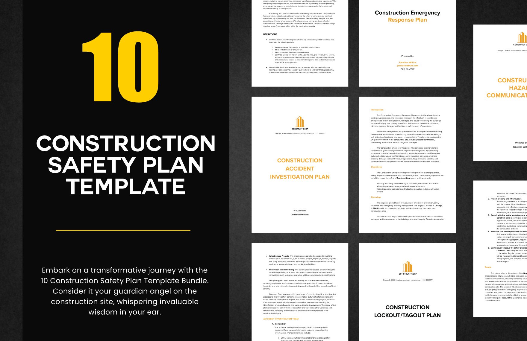 10 Construction Safety Plan Template Bundle