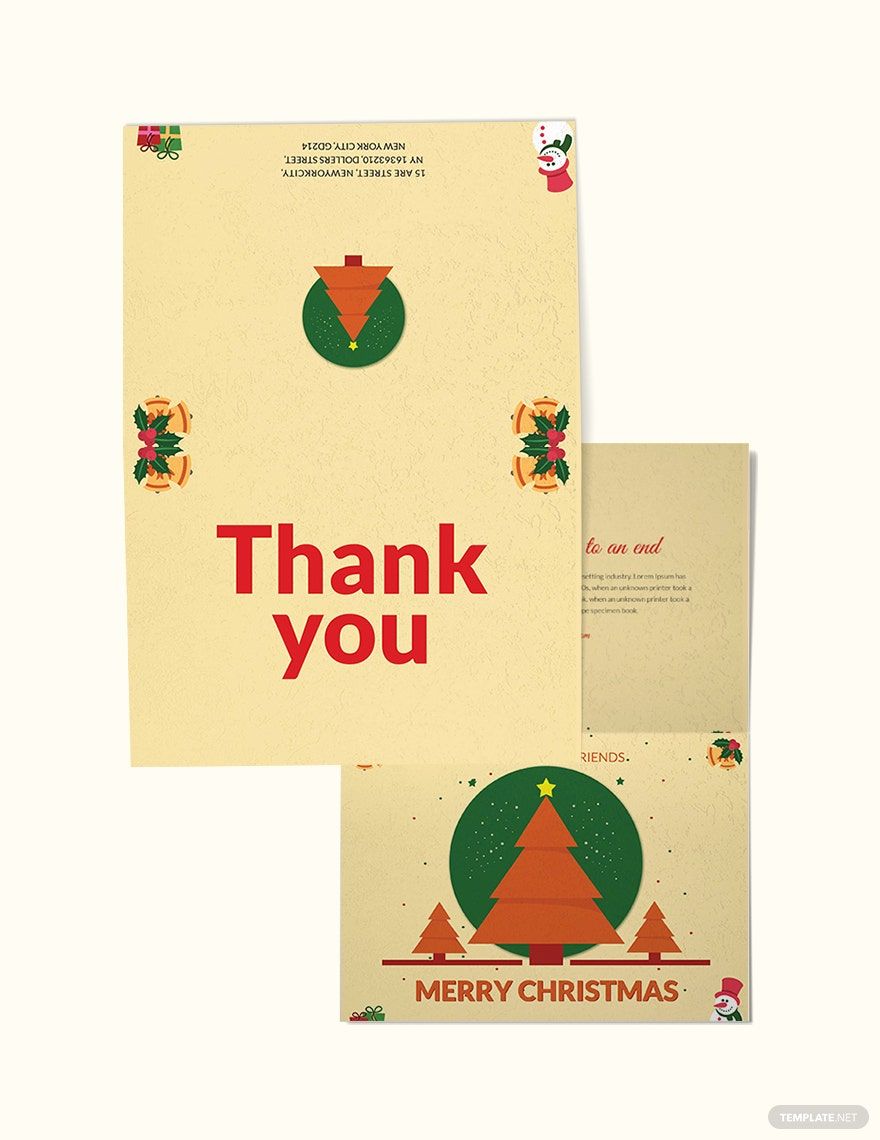 Free Christmas Bi Fold Thank You Card Template