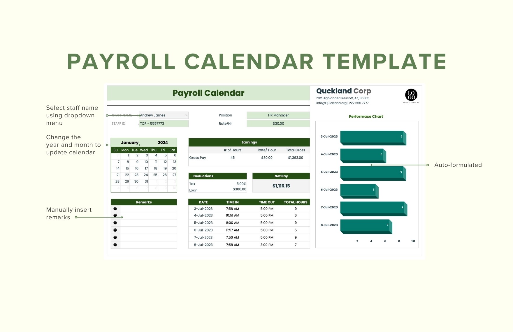 Payroll Calendar Template In Excel, Google Sheets - Download | Template.net