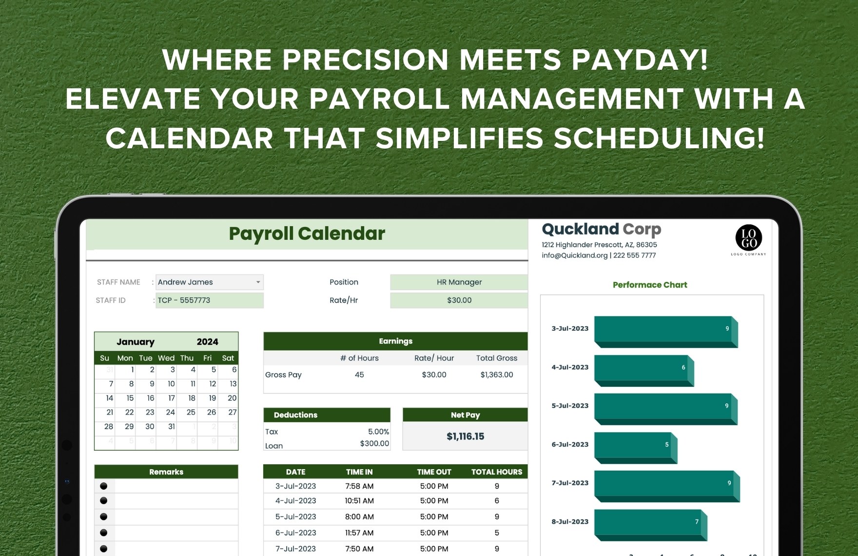 Payroll Calendar Template in Excel, Google Sheets Download