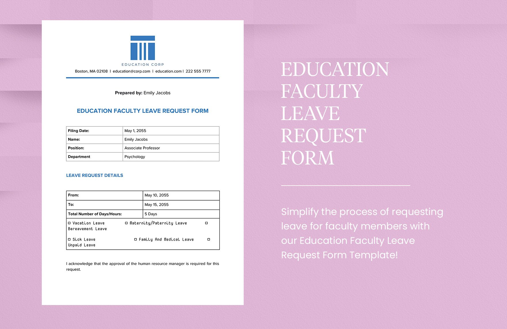 Education Faculty Leave Request Form 