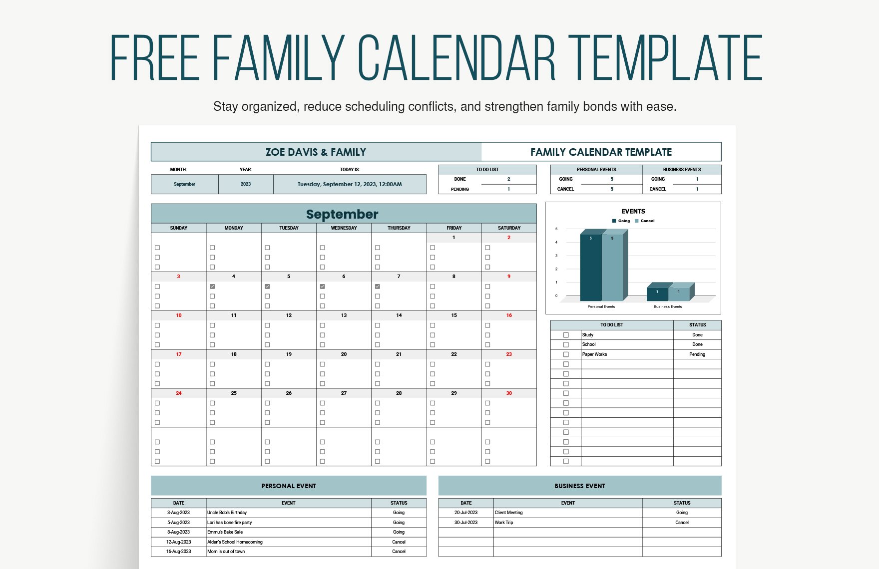 Family Calendar Template