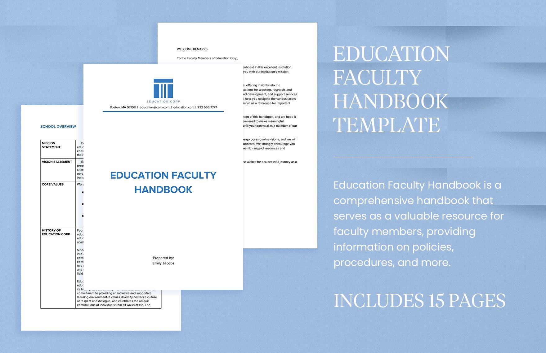 Education Faculty Handbook Template in Word, Google Docs, PDF