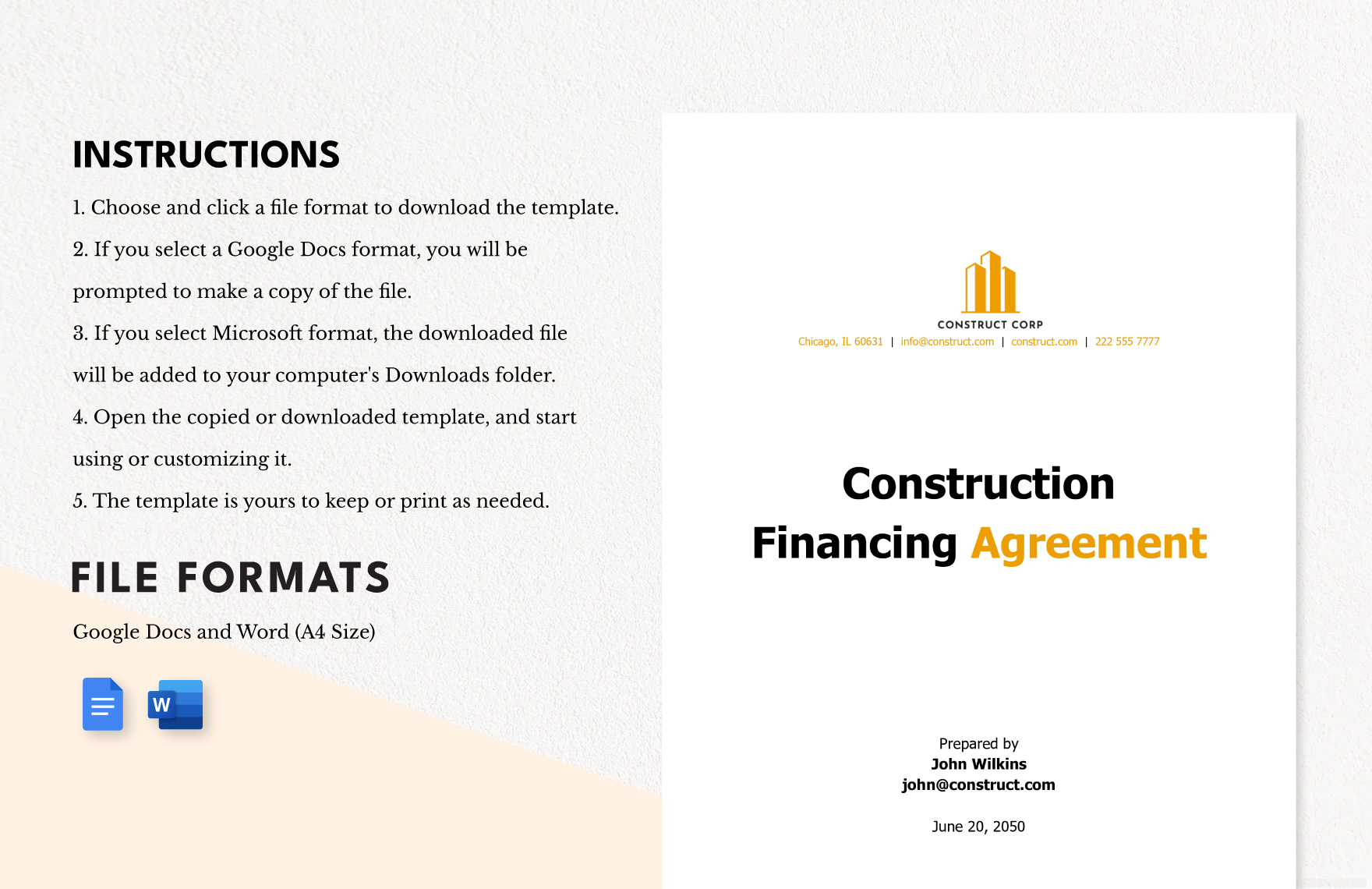 Construction Financing Agreement Template