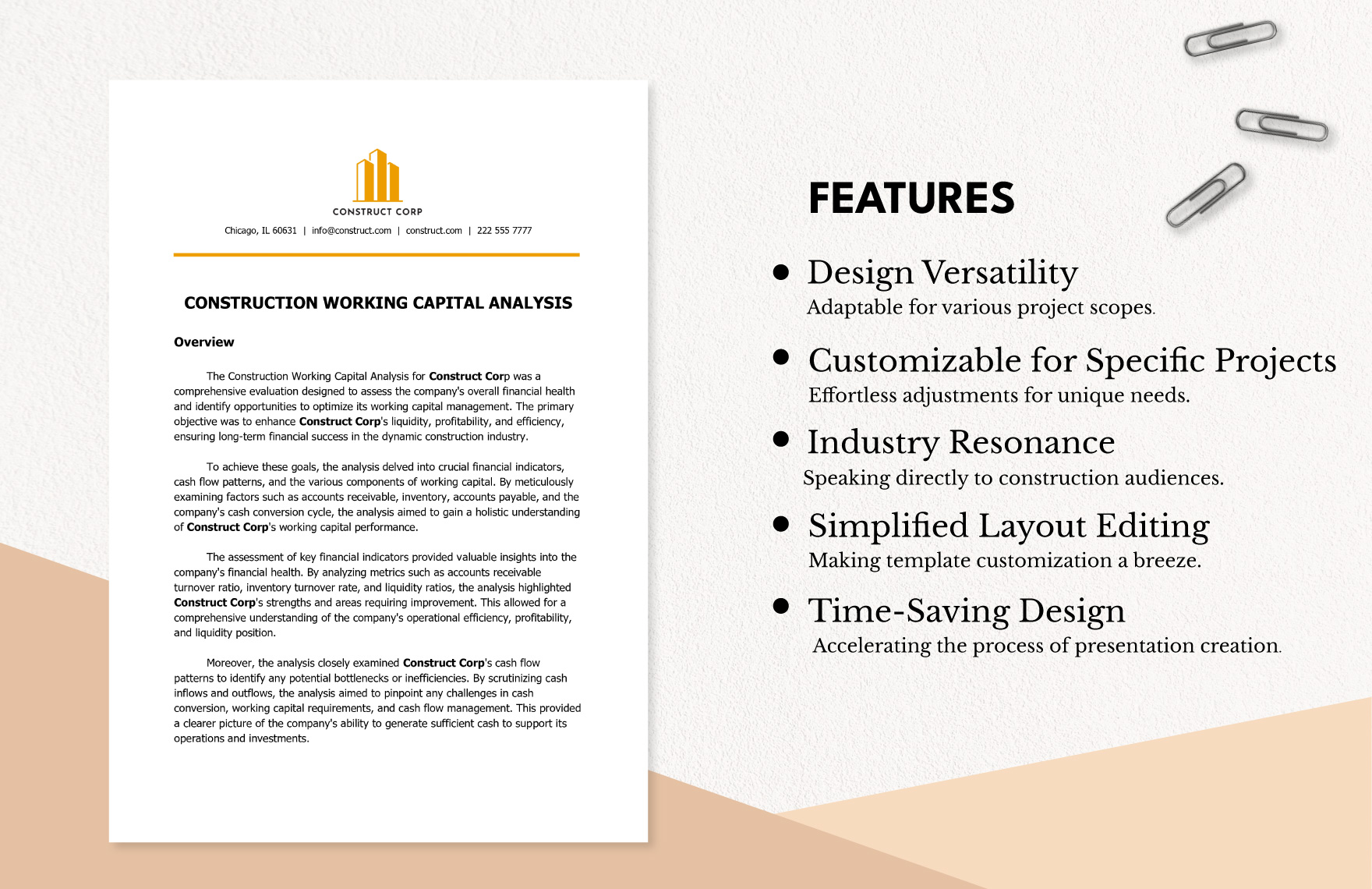 Construction Working Capital Analysis Template