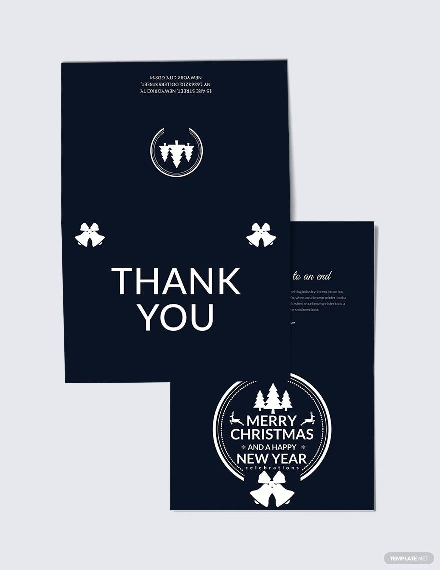 Free Modern Christmas and New Year Thank You Card Template