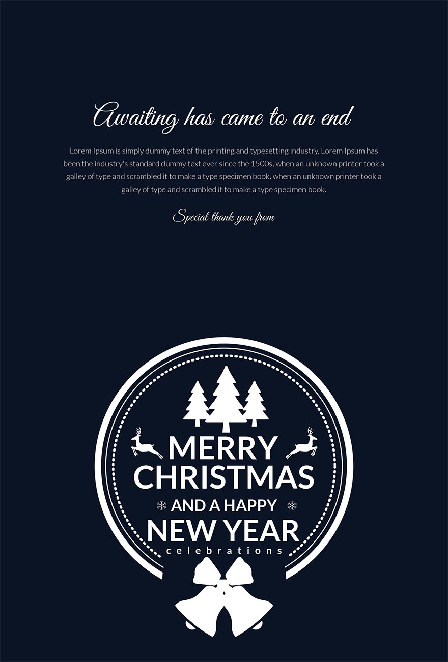 Modern Christmas and New Year Thank You Card Template