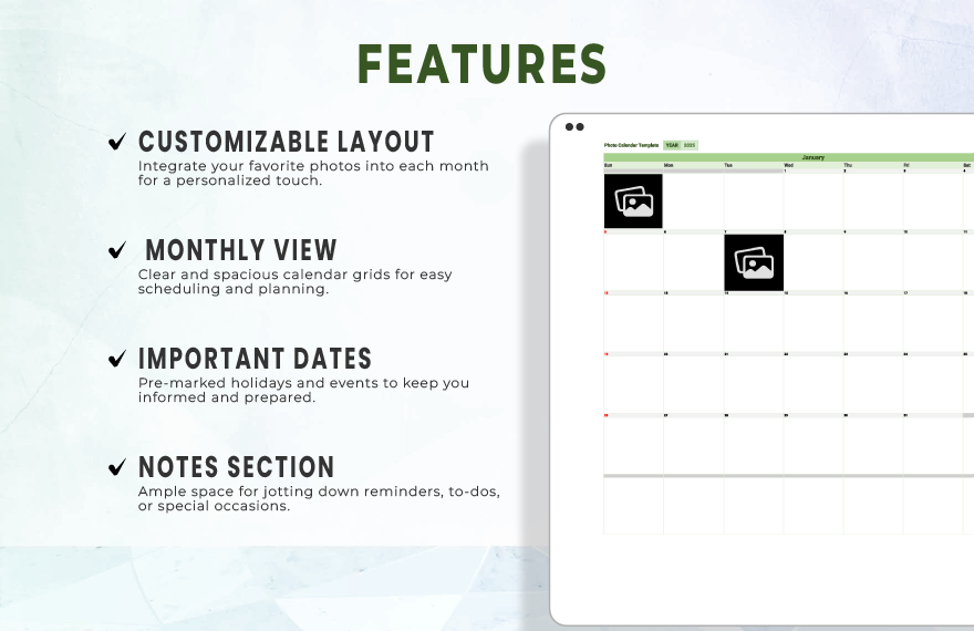 Photo Calendar Template