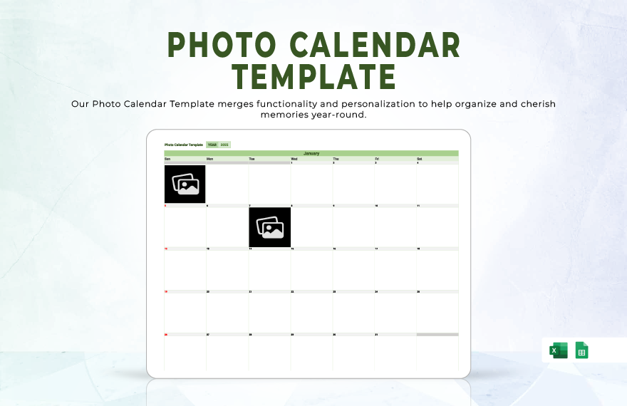 Photo Calendar Template in Excel, Google Sheets - Download | Template.net