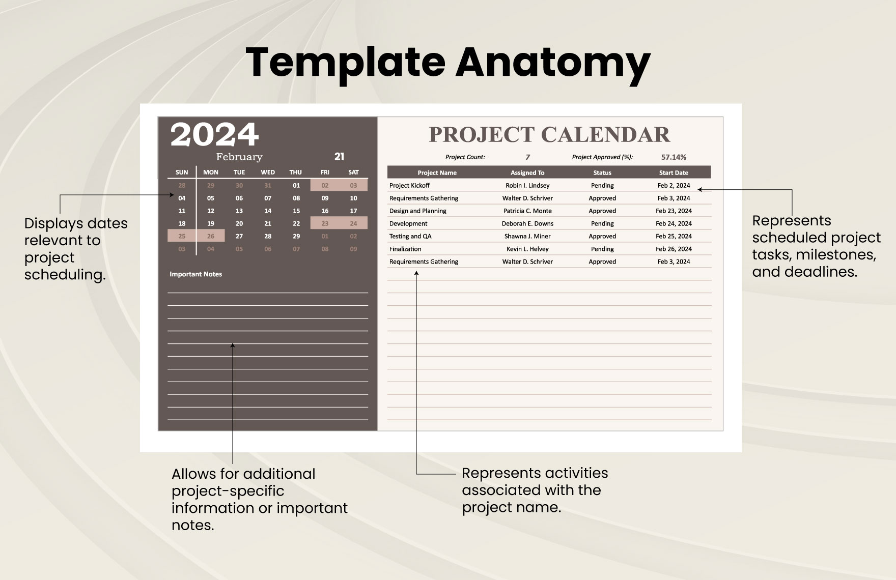 Project Calendar Template