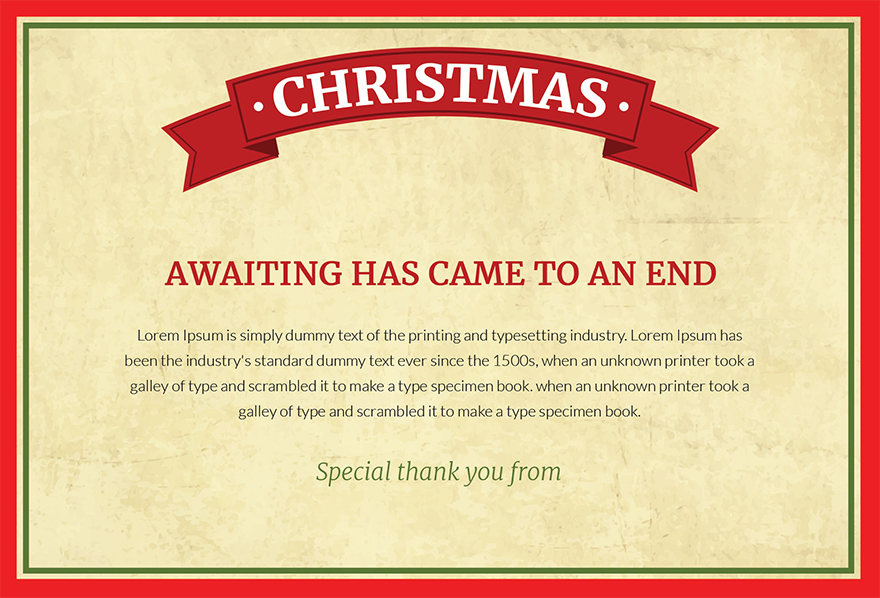 Christmas Special Thank You Card Template