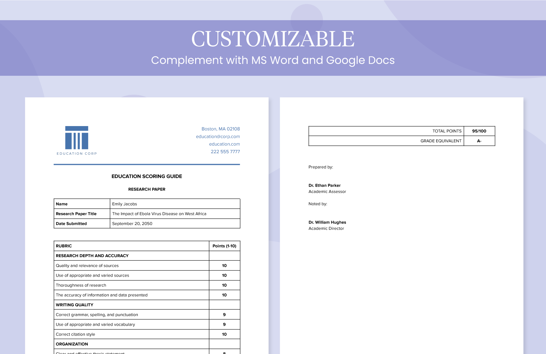Education Scoring Guide Template In Word PDF Google Docs Download 