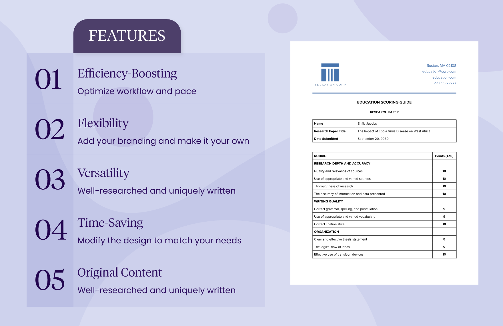 Education Scoring Guide Template