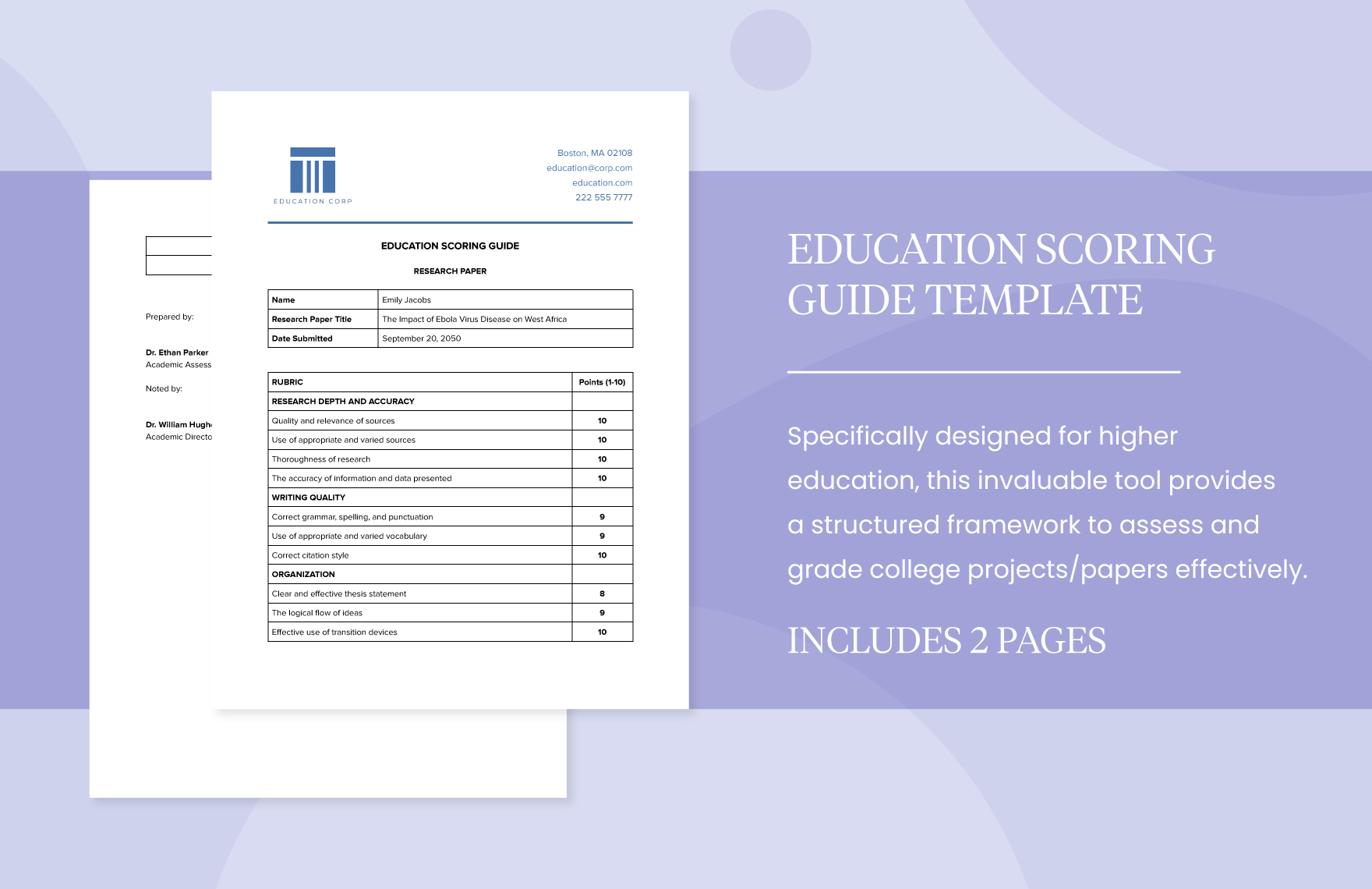 Education Scoring Guide Template