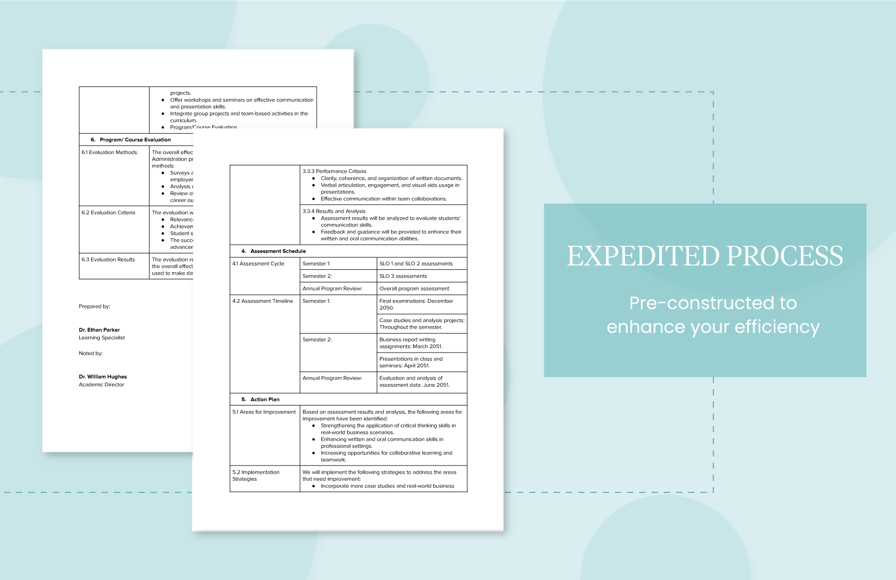 Education Student Learning Assessment Plan Template
