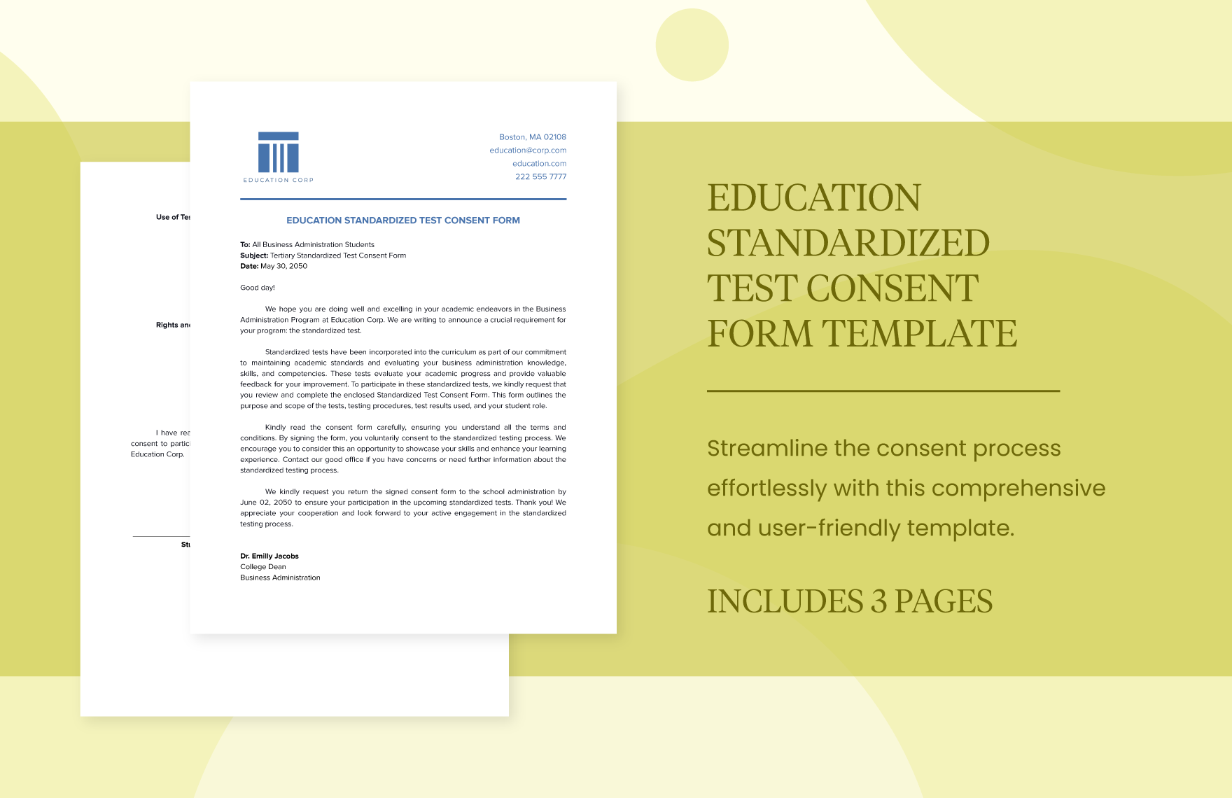 Education Standardized Test Consent Form Template in Word, PDF, Google Docs - Download | Template.net