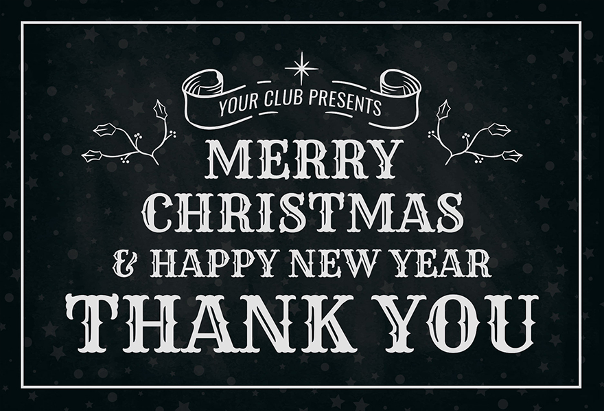 Monochrome Christmas Thank You Card Template download