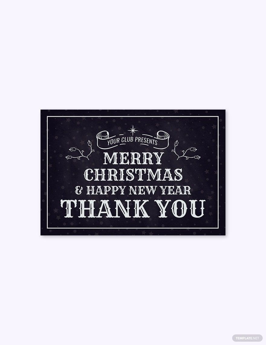 Monochrome Christmas Thank You Card Template
