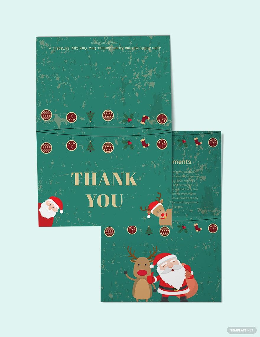 Elegant Christmas Thank You Card Template