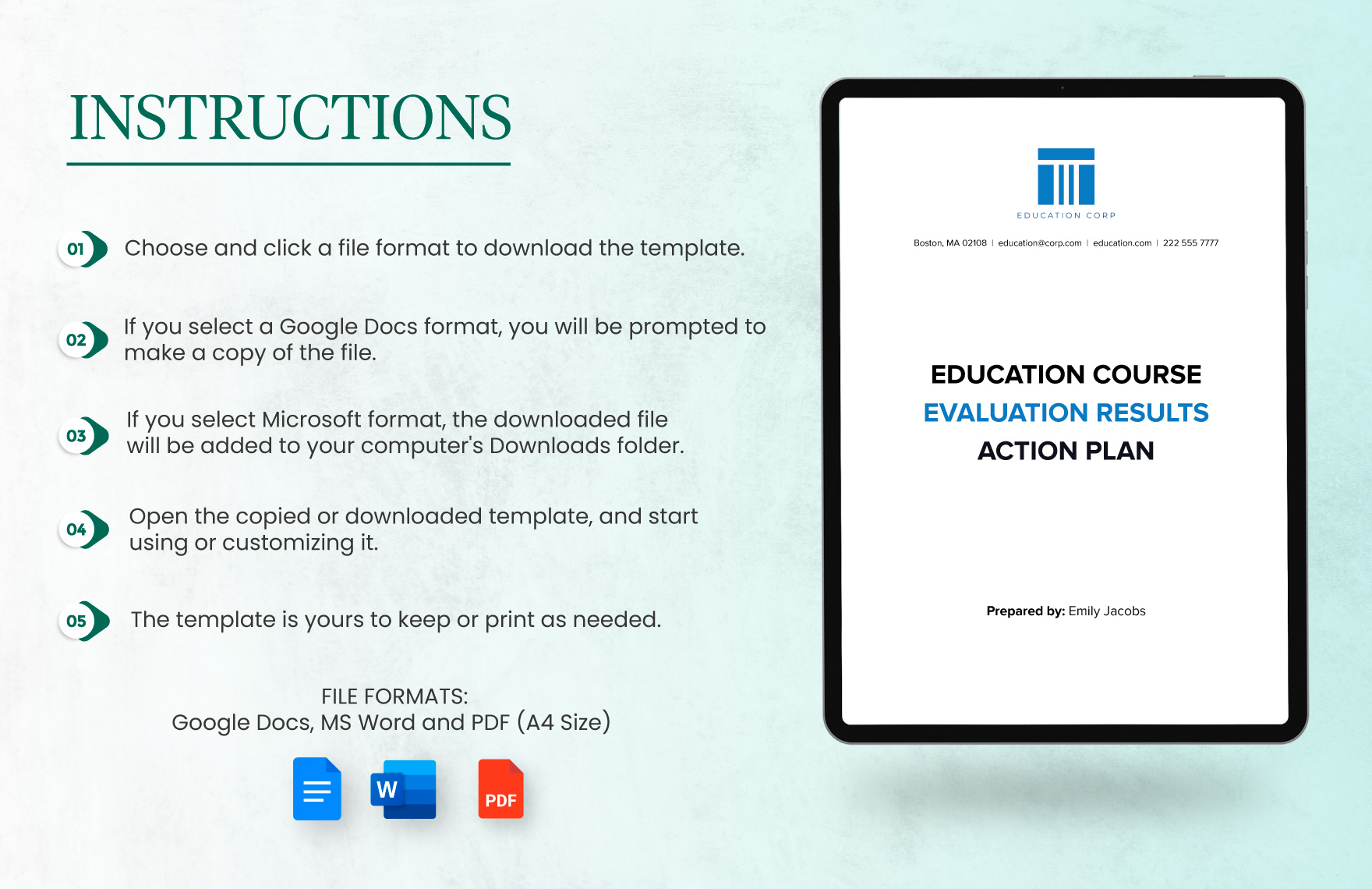 Education Course Evaluation Results Action Plan Template
