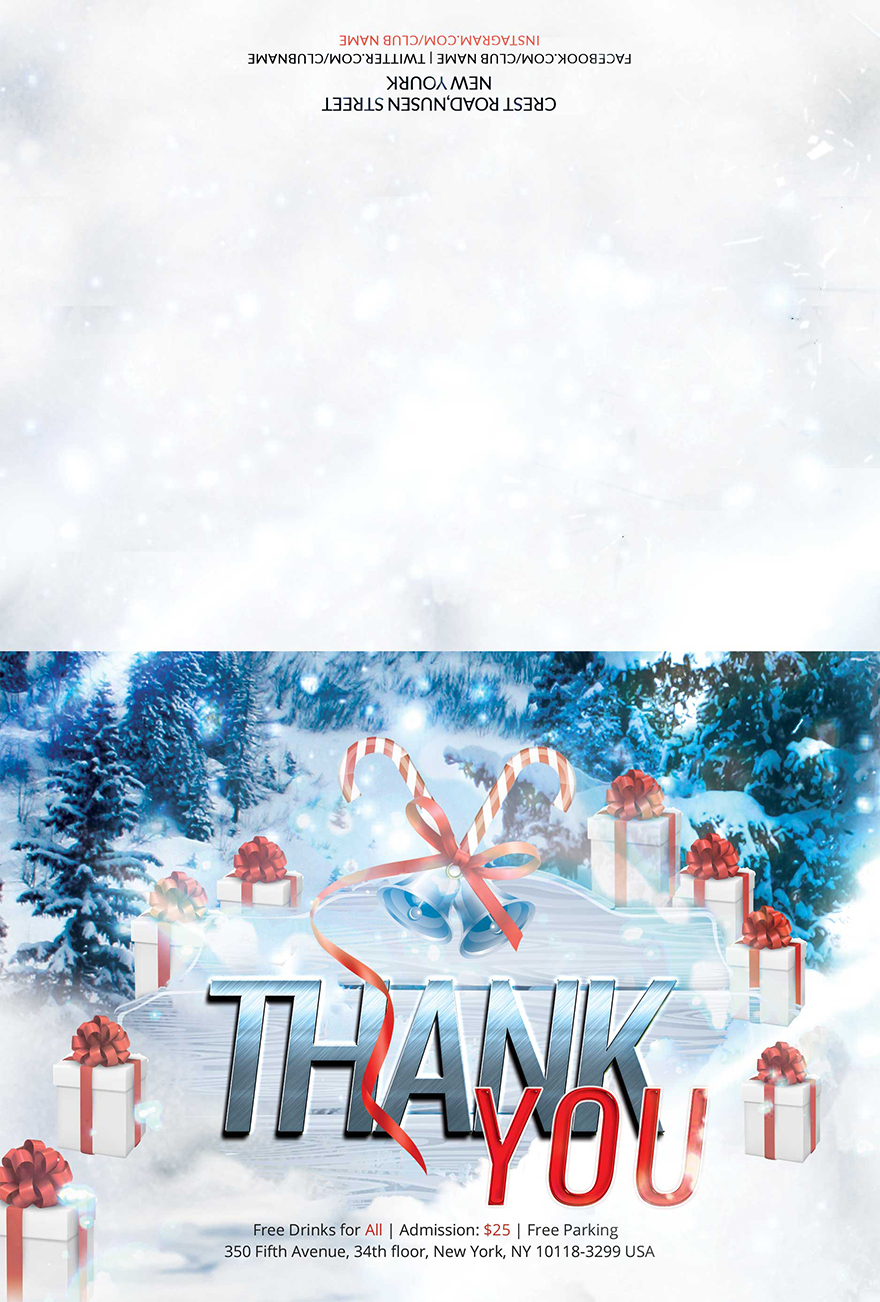 Christmas and New Year Thank You Card Template