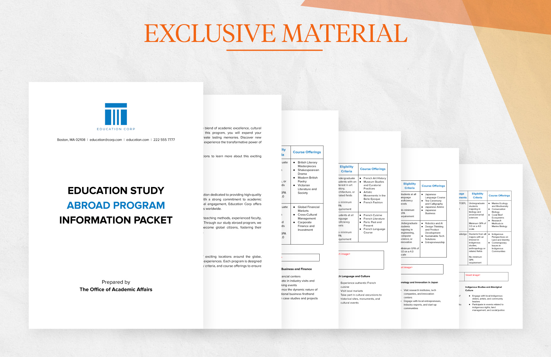 Education Study Abroad Program Information Packet Template