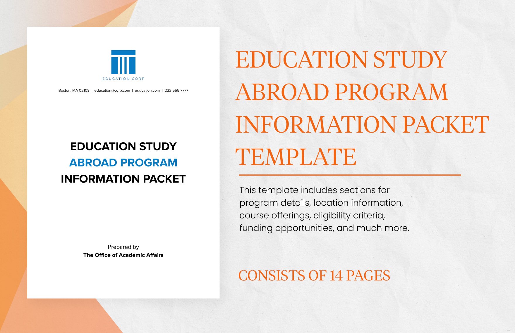 Education Study Abroad Program Information Packet Template