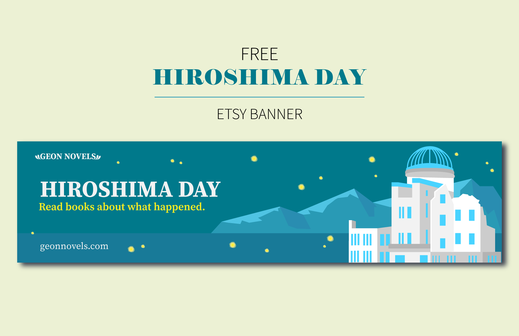 Hiroshima Day  Etsy Banner in PDF, Illustrator, SVG, JPG