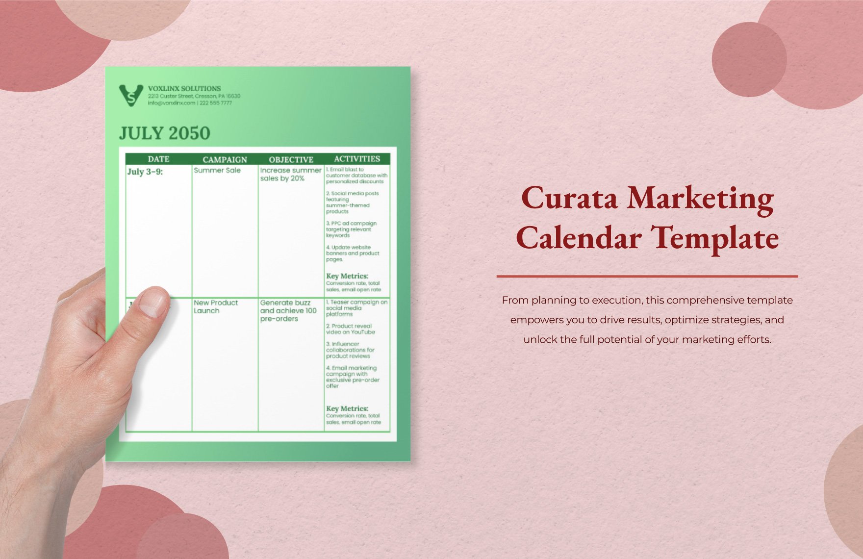 Curata Marketing Calendar Template