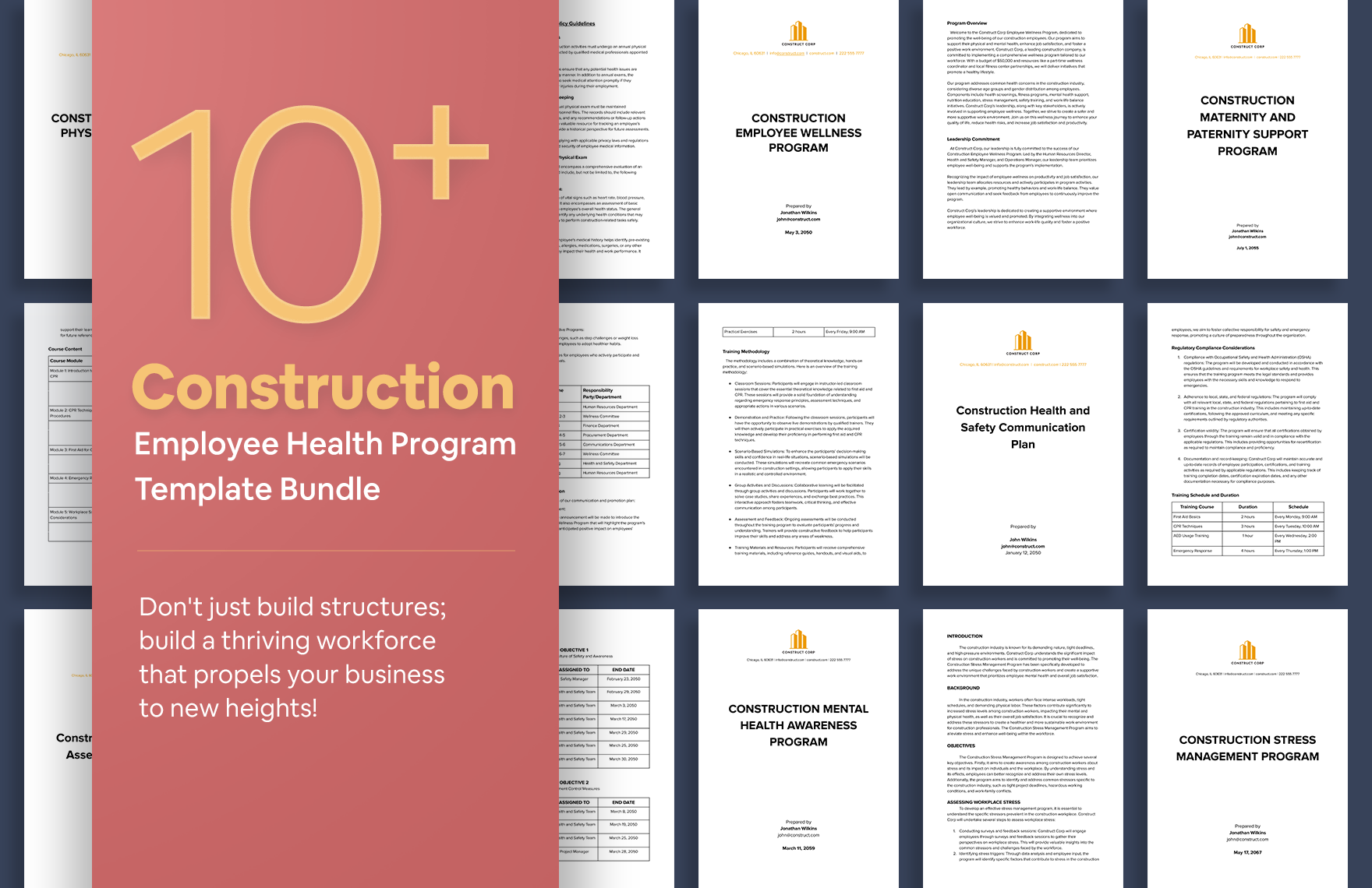 10+ Construction Employee Health Program Template Bundle