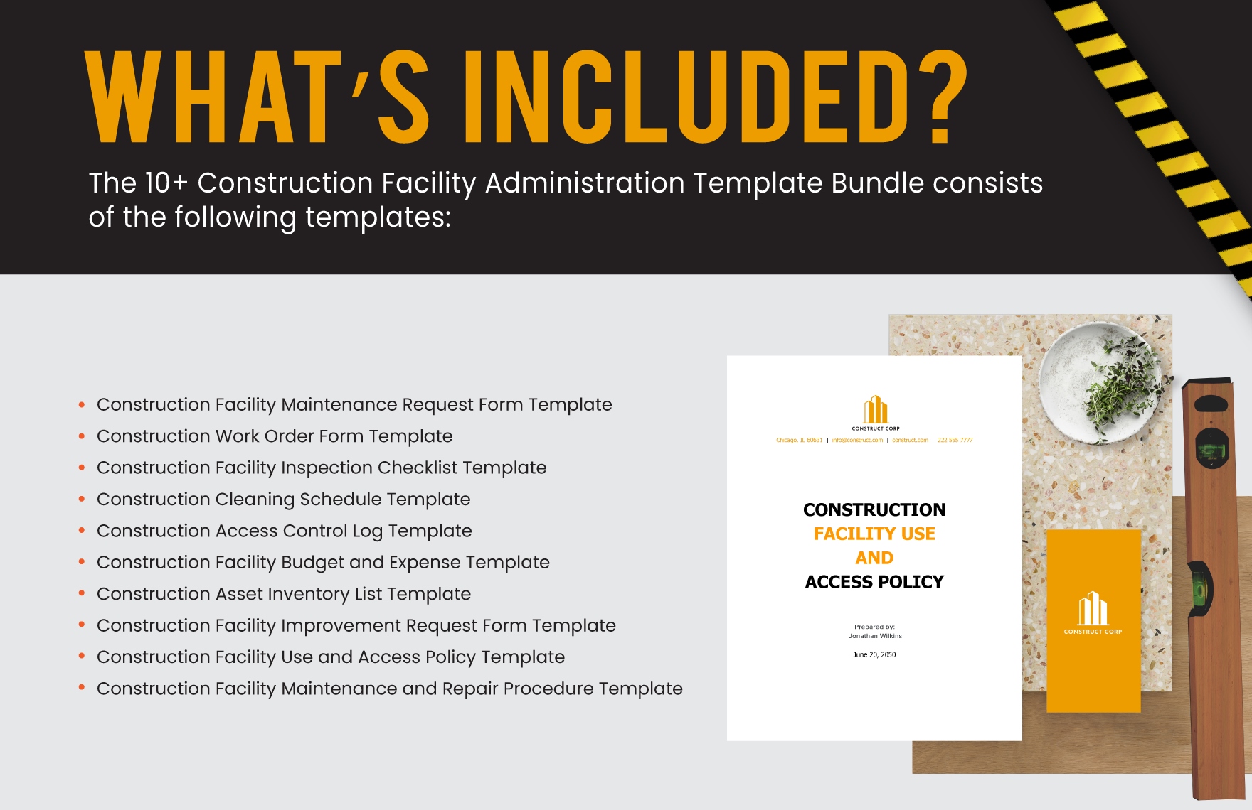  Construction Facility Administration Template Bundle 