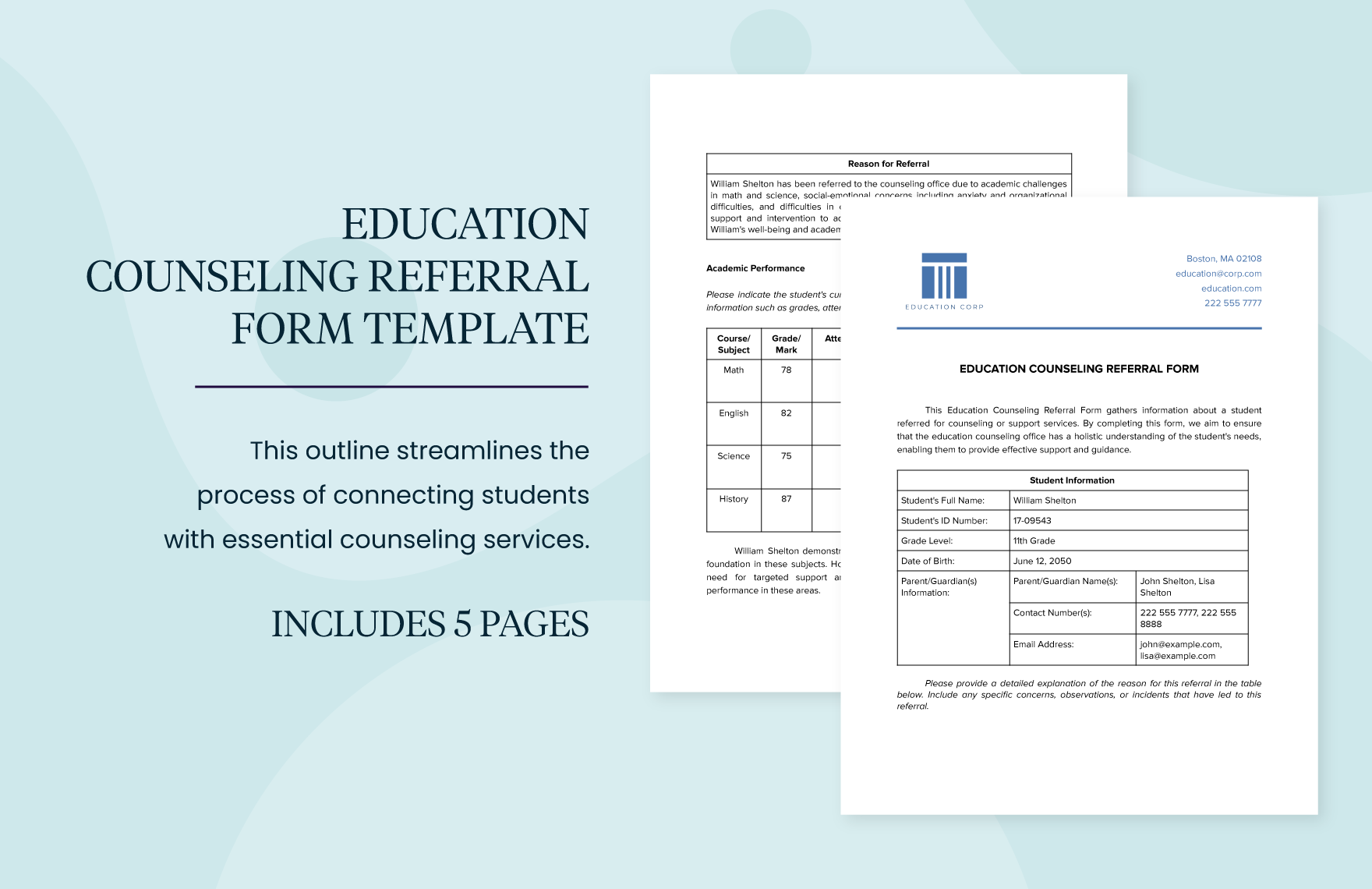 Education Counseling Referral Form Template