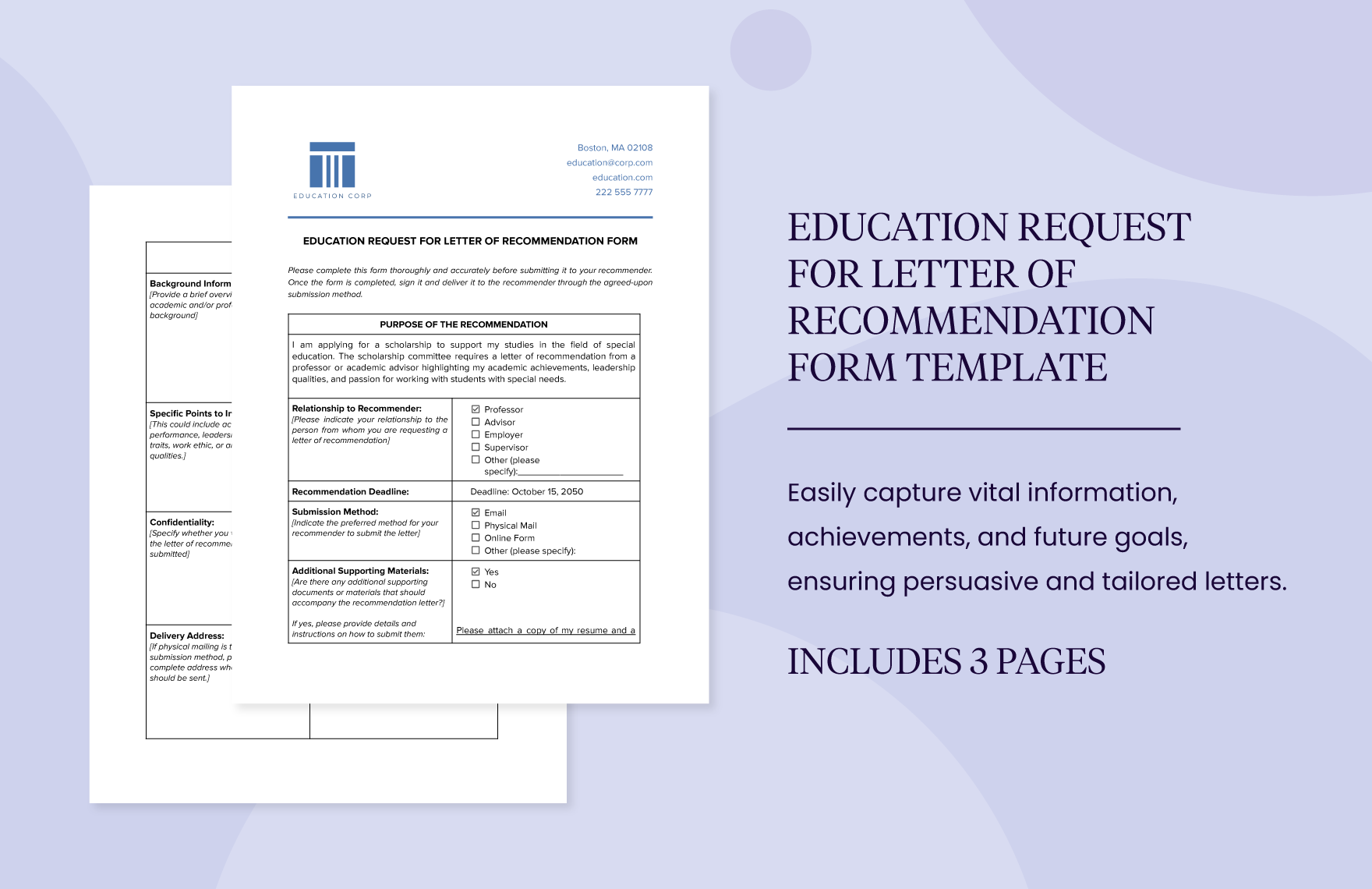 Education Request for Letter of Recommendation Form Template in Word, PDF, Google Docs - Download | Template.net