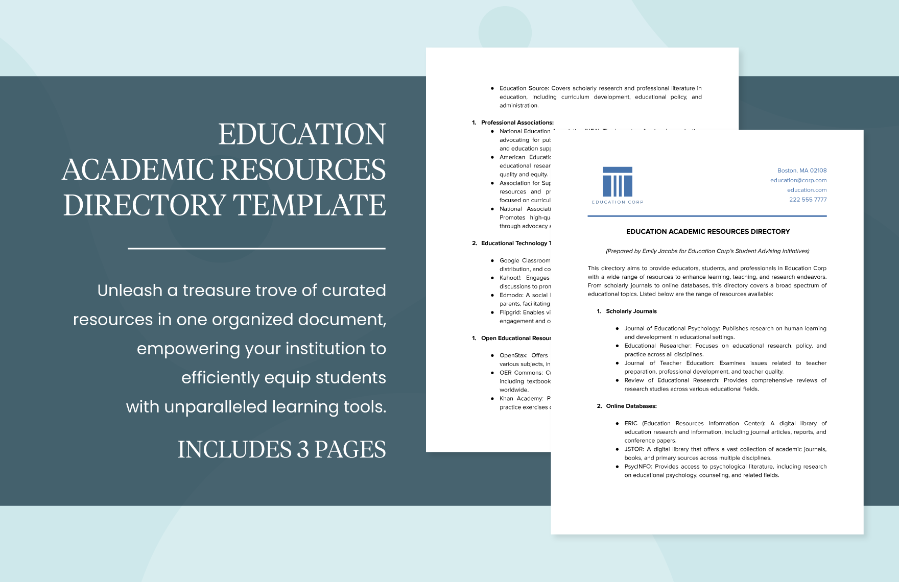 Education Academic Resources Directory Template