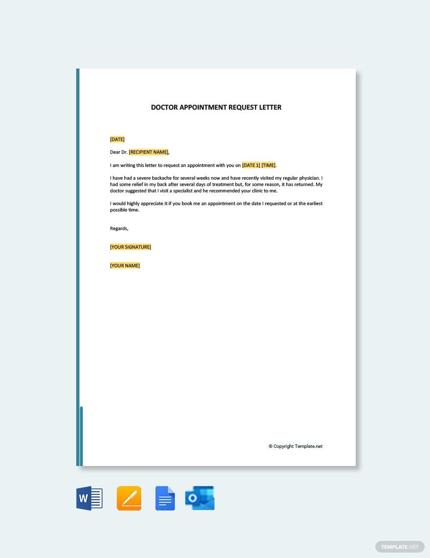 Doctor Appointment Request Letter in Word, Pages, Google Docs, PDF - Download | Template.net