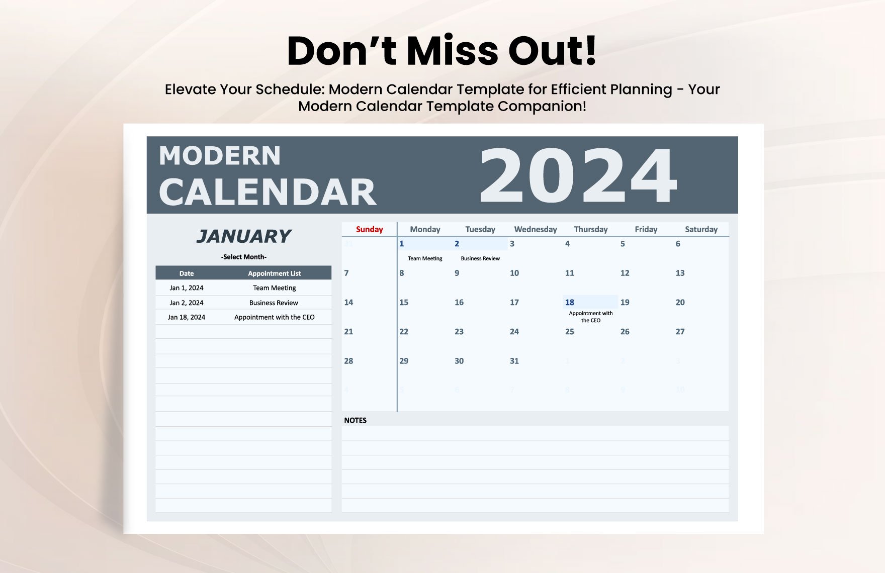 Modern Calendar Template