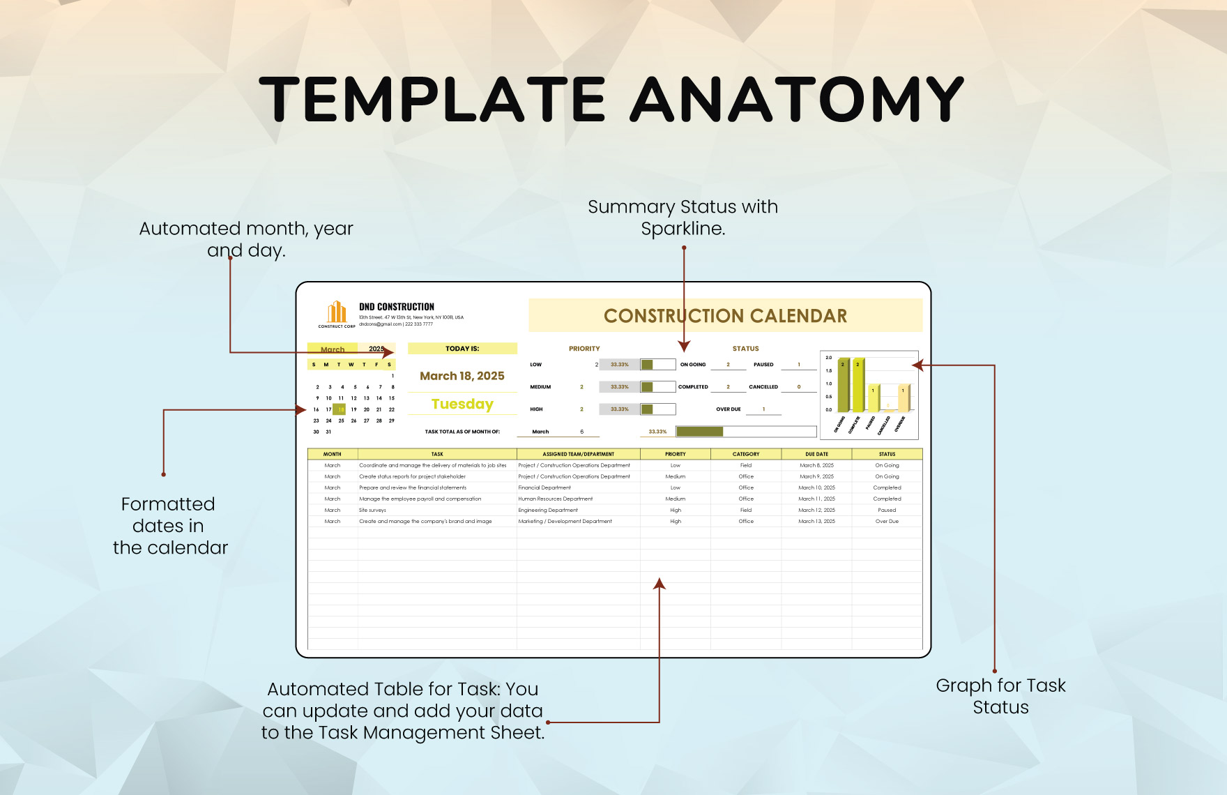 Construction Calendar Template