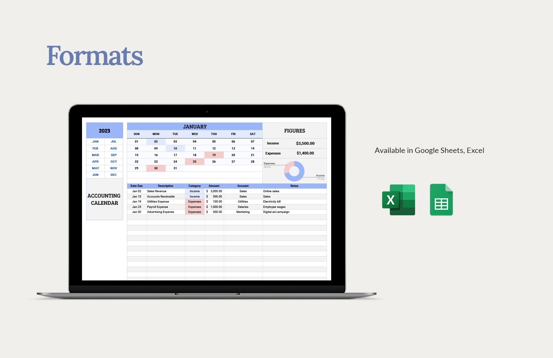 Accounting Calendar Template Download in Excel Google Sheets