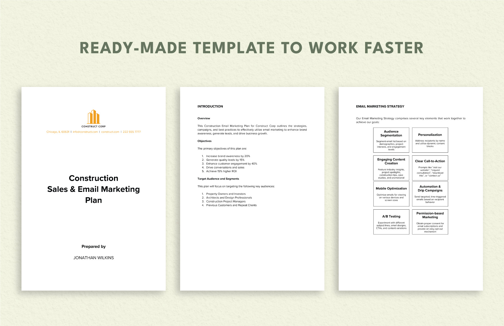 Construction Sales & Email Marketing Plan Template