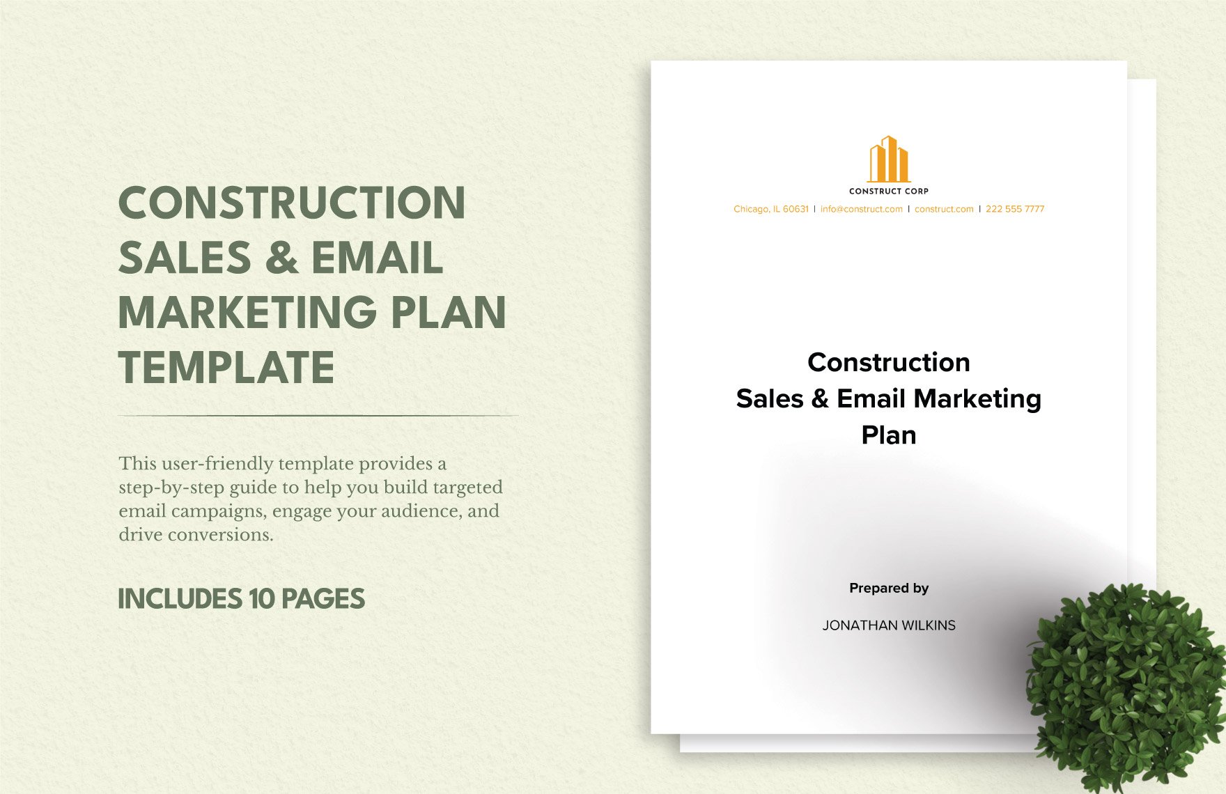 Construction Sales & Email Marketing Plan Template