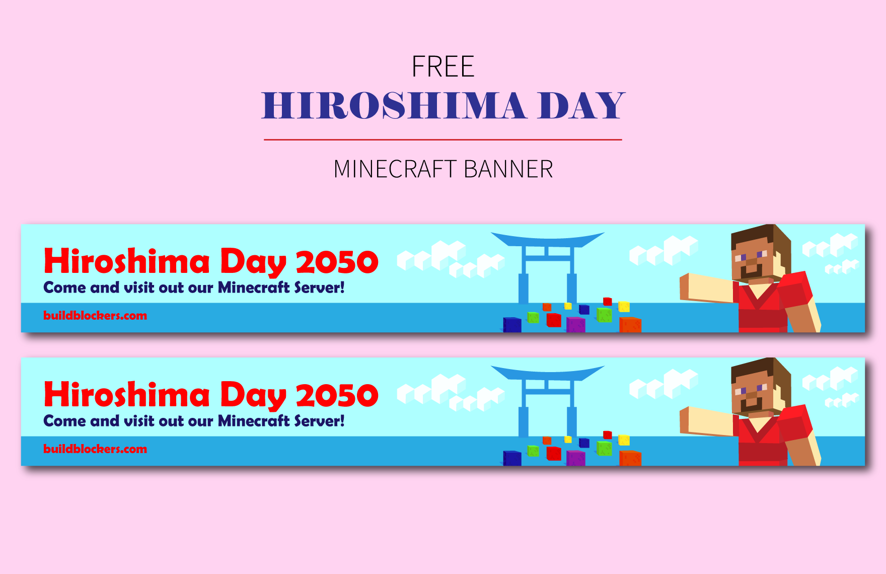 Hiroshima Day  Minecraft Banner in PDF, Illustrator, SVG, JPG