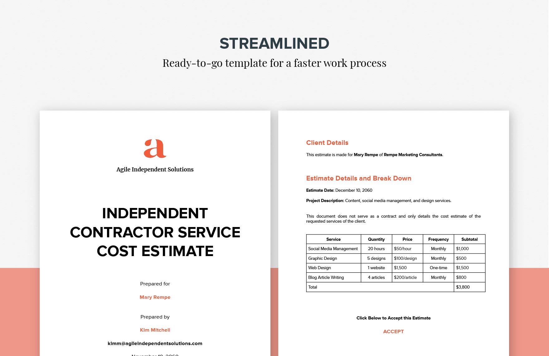 Independent Contractor Estimate Template