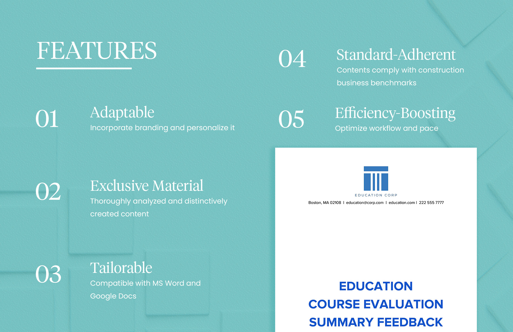 Education Course Evaluation Summary Feedback