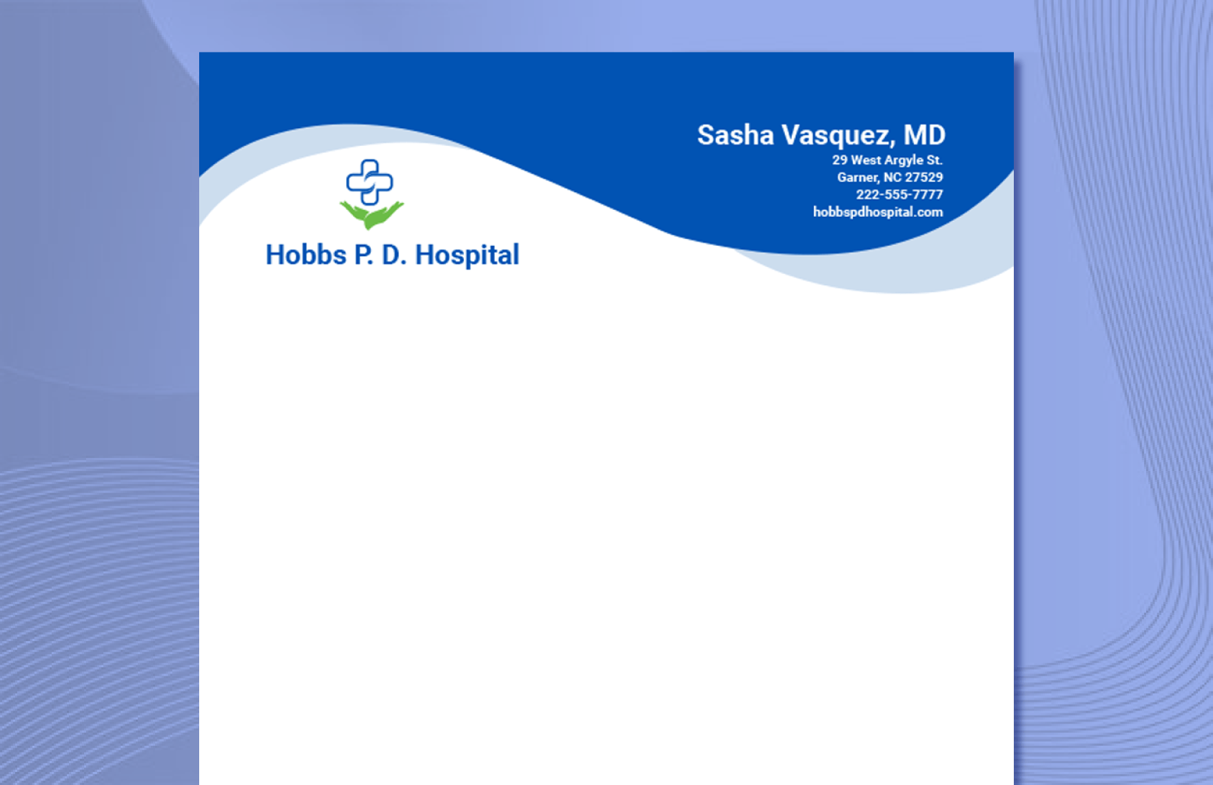 Professional Hospital Letterhead Template