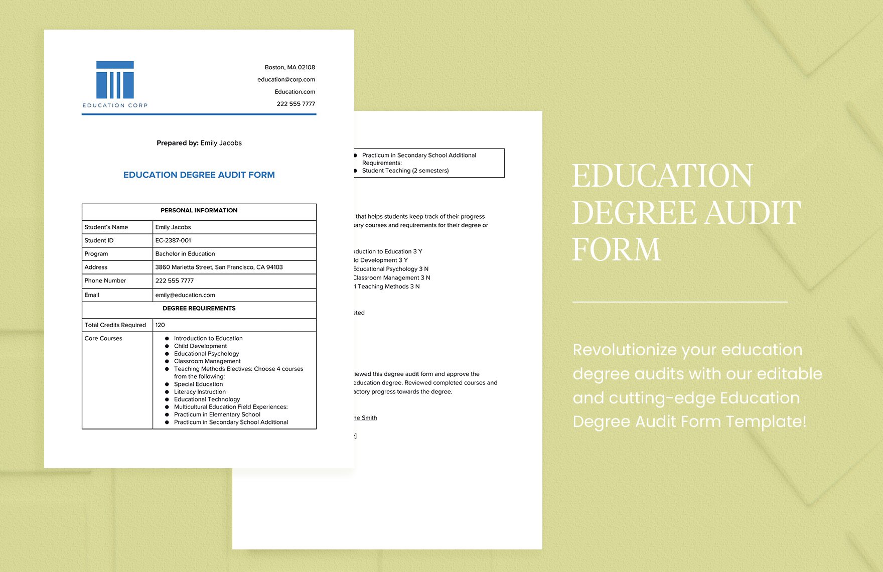 Education Degree Audit Form