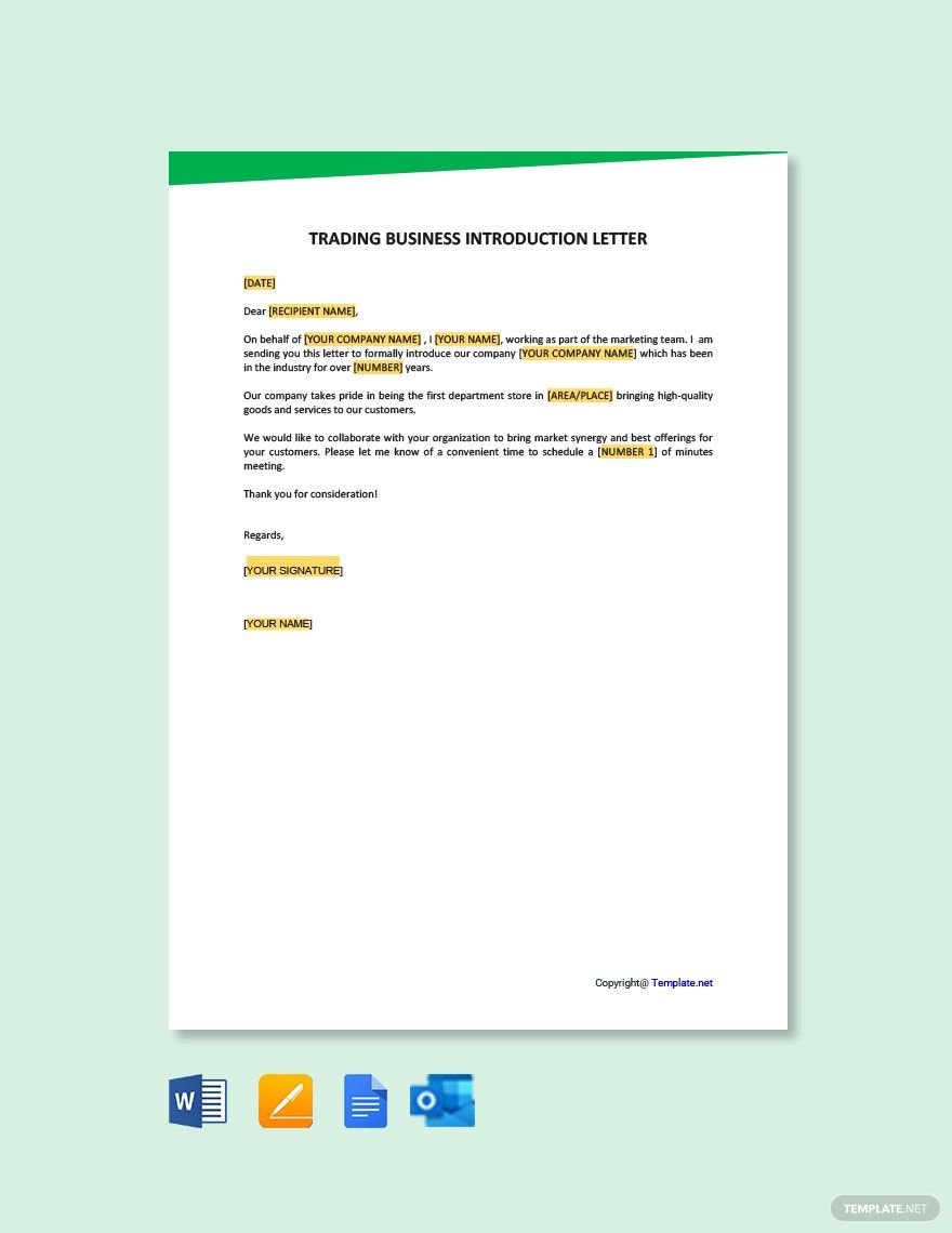 Trading Business Introduction Letter