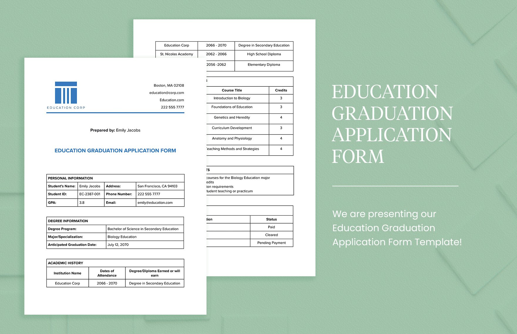  Education Graduation Application Form 