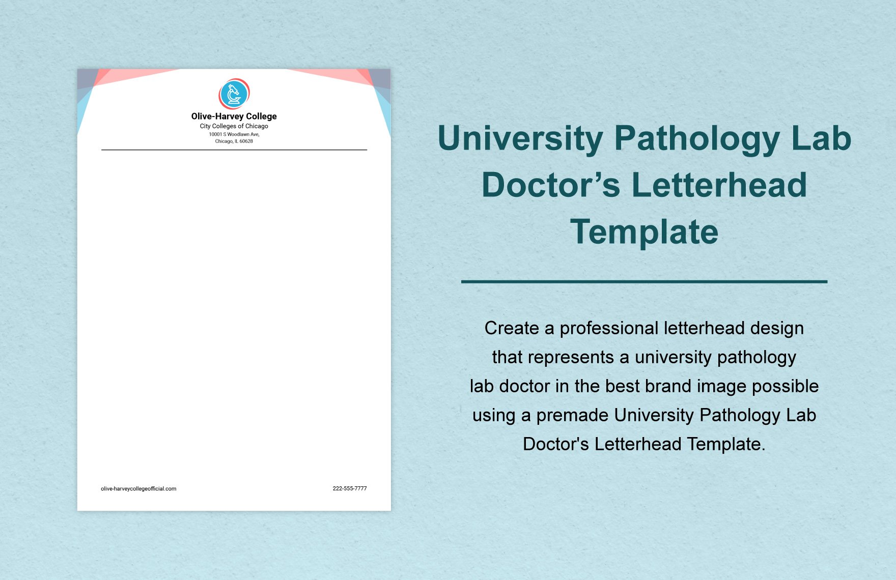 University Pathology Lab Doctor’s Letterhead Template